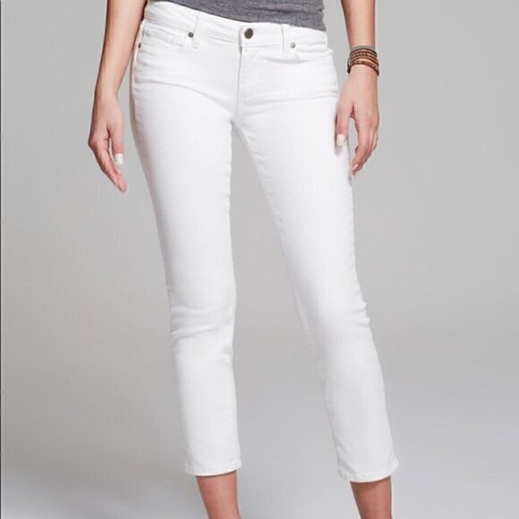 PAIGE Denim - Paige Kylie Crop White Jeans With 5 Pockets Zip Fly With Button Closure Size 32